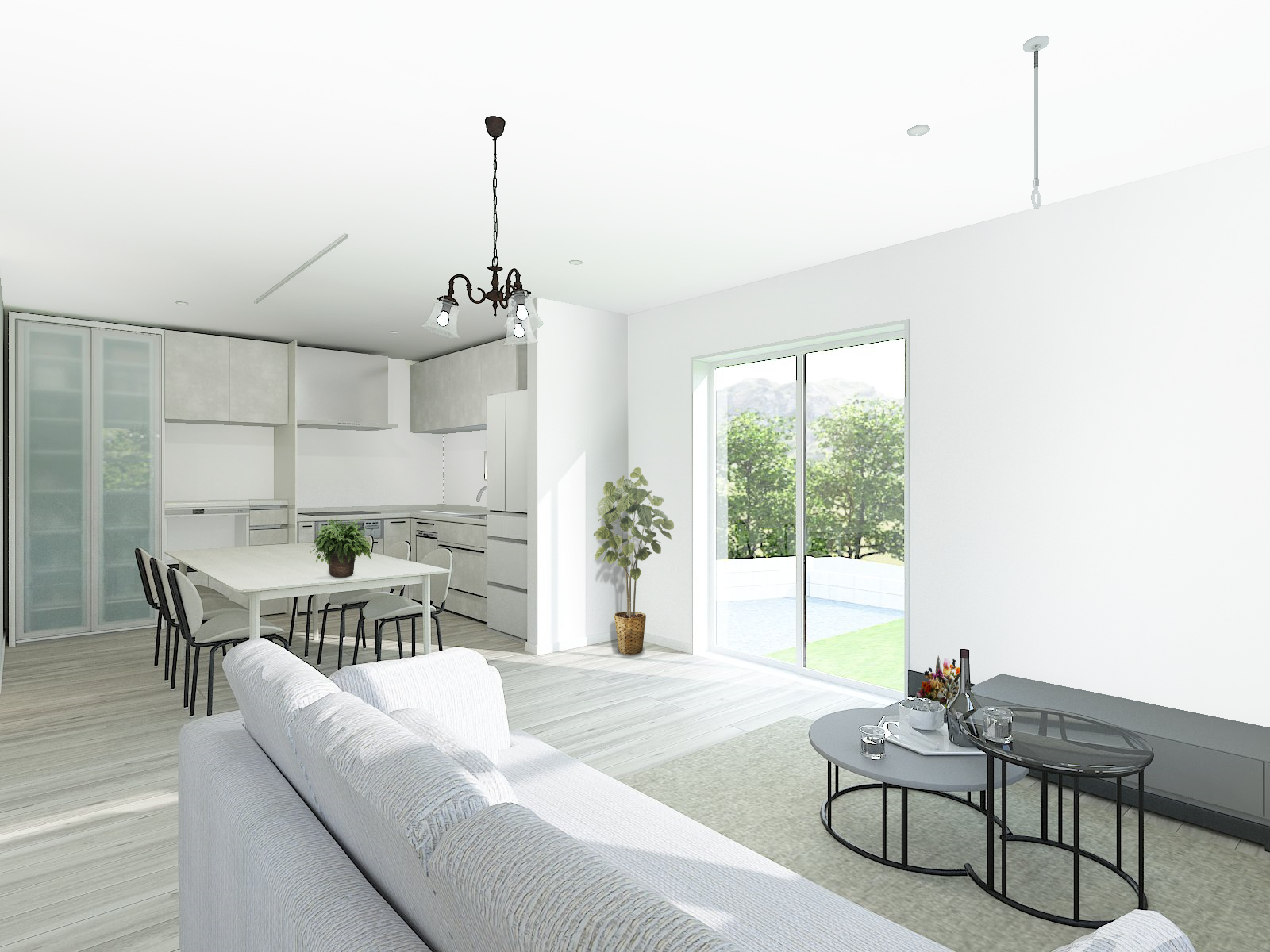 開放的なL字型キッチンのイメージ